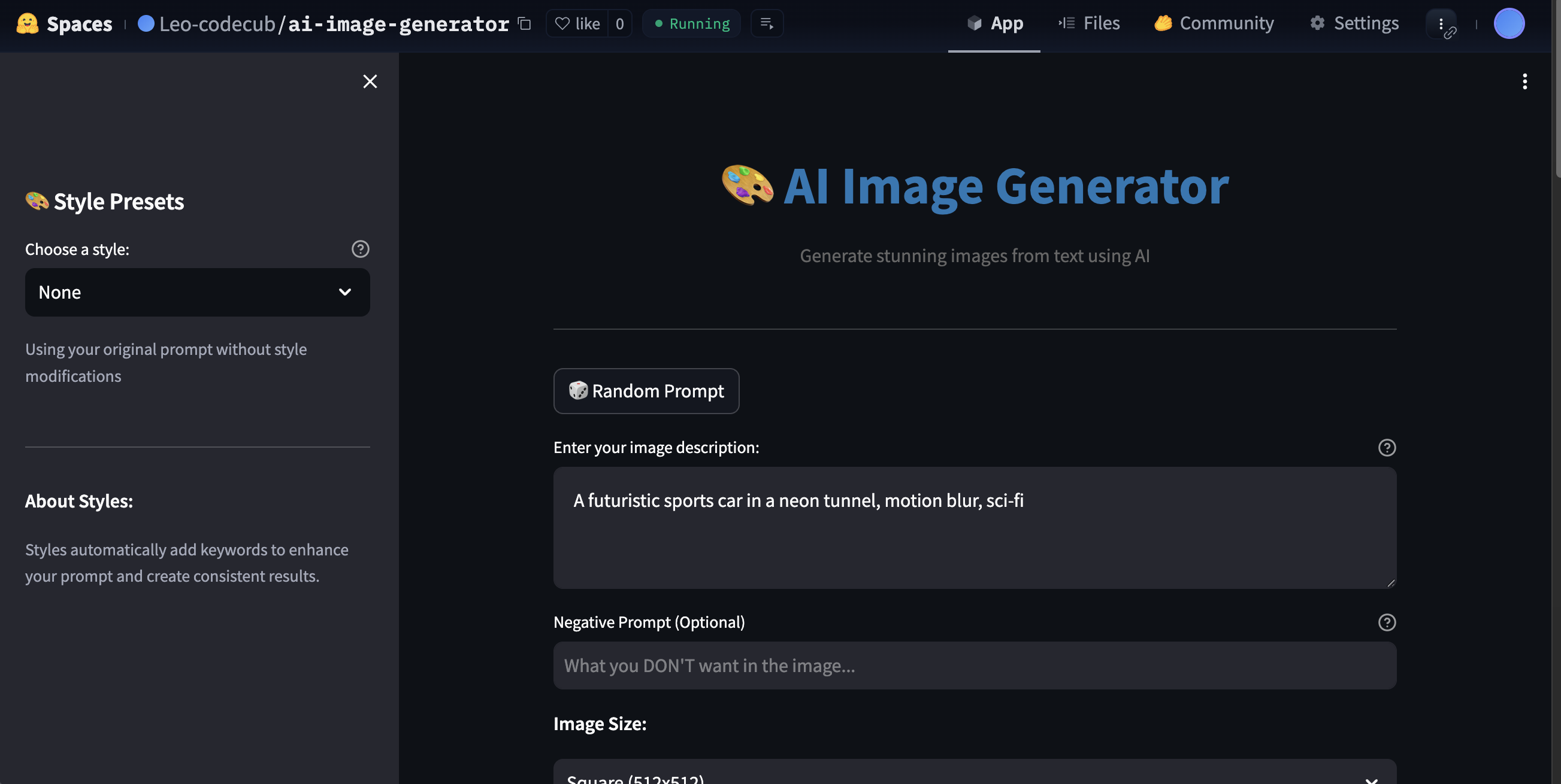 AI Image Generator Screenshot