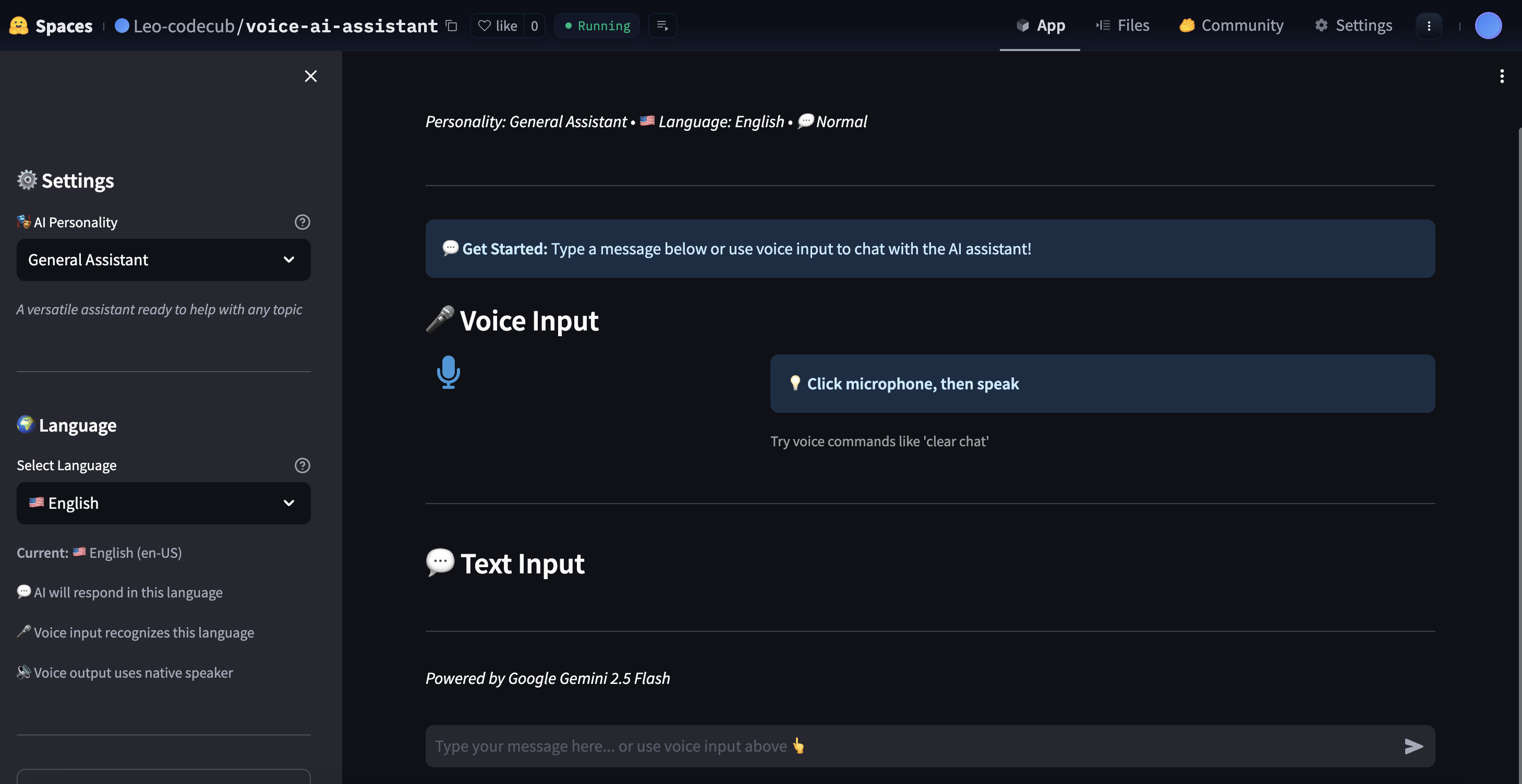Voice AI Assistant Screenshot